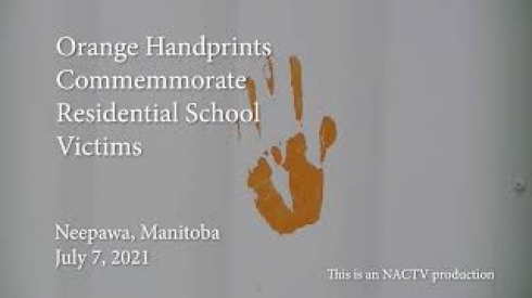 Orange Handprints Commemmorate Residential School Victims